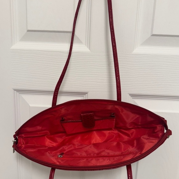 Red Franco Bellucci Architectural Croc Embossed Bag - Picture 4 of 4